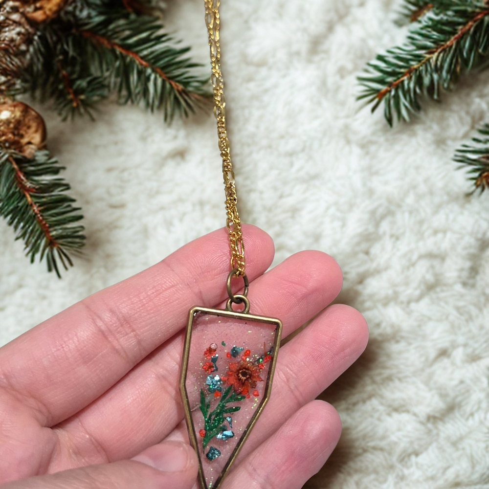 Floral Pendant Necklace with Gold Chain